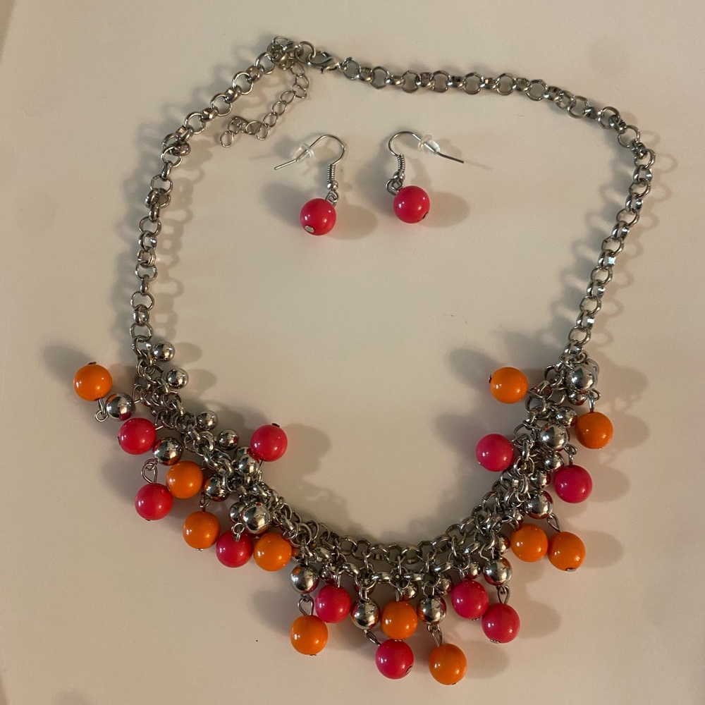 Orange and pink bubble necklace